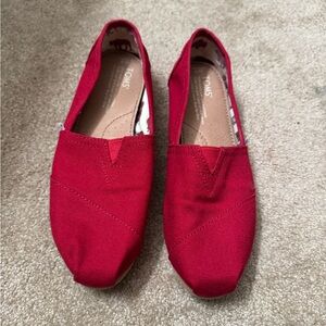 TOMS Bold Red Canvas Slip-Ons
